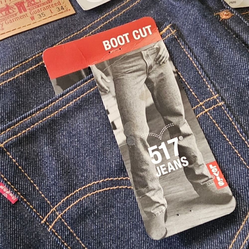 Levis 517 NWT VINTAGE 00s Bootcut Denim Jeans 35x34 Dark Wash Mens Western - Picture 4 of 9